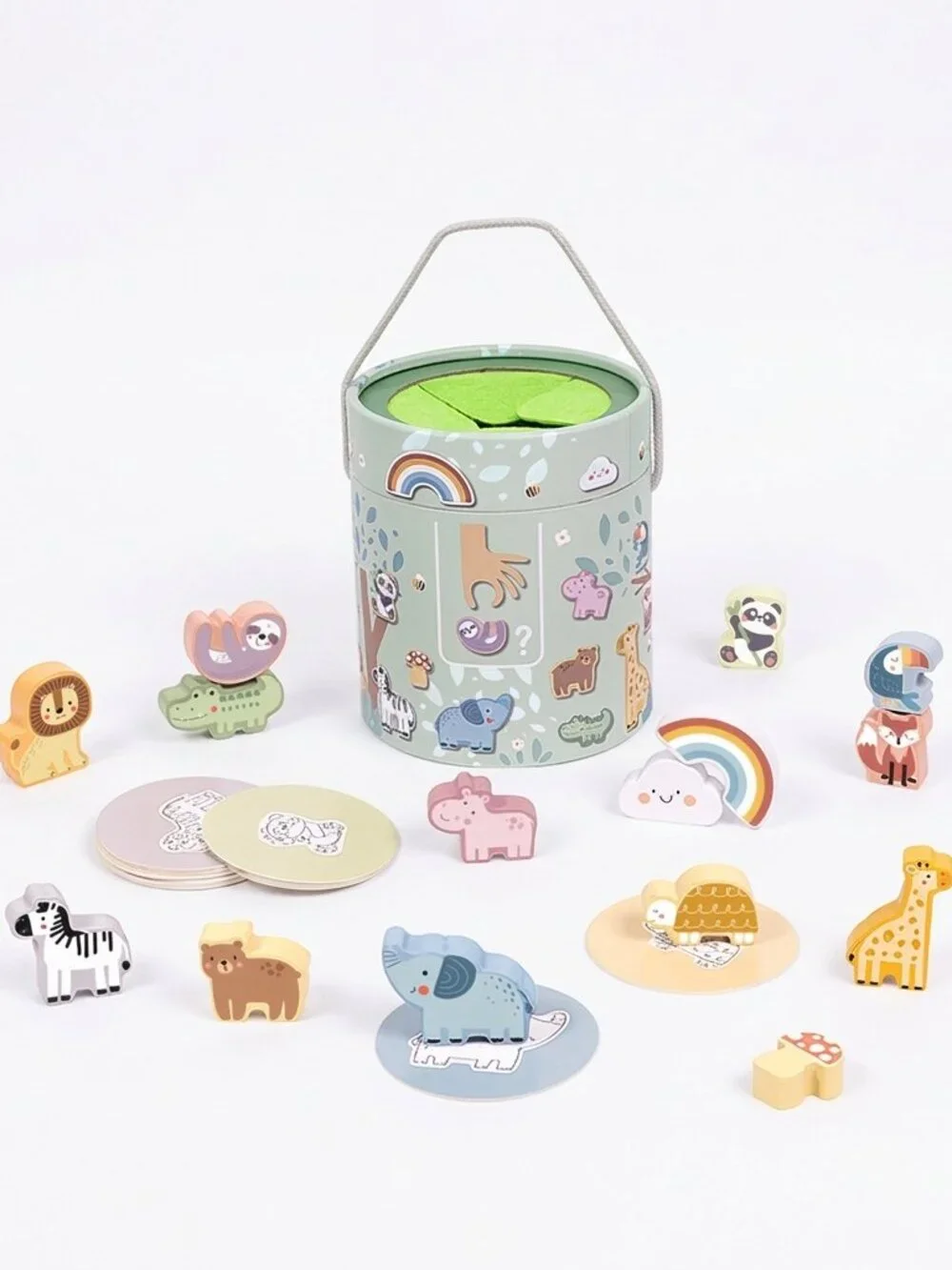 Tooky Toy Wooden Animal Matching Memory Game Montessori Toddler Toy